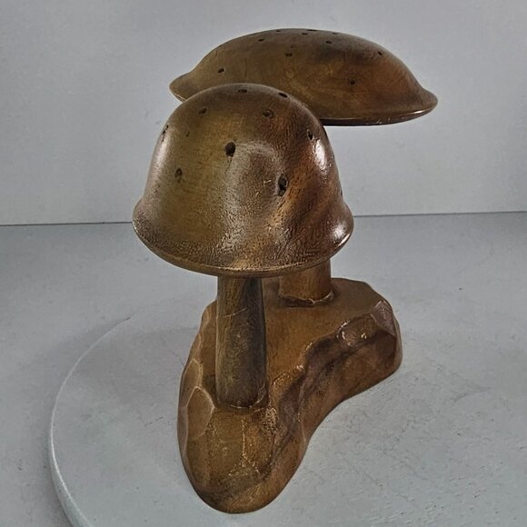 Vintage Genuine Monkey Pod Mushroom Wood Carved Toothpick Holder Philippines - Picture 3 of 9